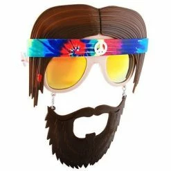 Sunstaches Flower Power Hippie Sunglasses With Beard | Sun-Staches Adult