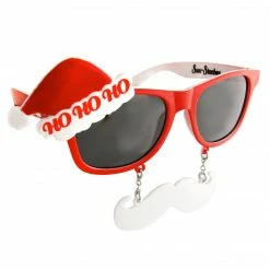 Sunstaches Red Frame Santa Sunglasses With Mustache | Sun-Staches Adult