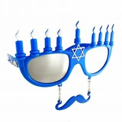 Sunstaches Menorah Hanukkah Sunglasses With Mustache | Sun-Staches