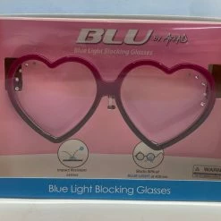 Sunstaches Best Selling Kids Pink And Purple Gem Heart Frame Blue Light Blocking Glasses