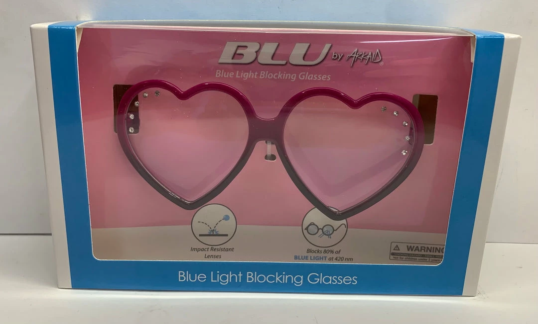 Sunstaches Best Selling Kids Pink And Purple Gem Heart Frame Blue Light Blocking Glasses