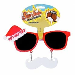 Sunstaches Red Frame Santa Sunglasses With Mustache | Sun-Staches Adult