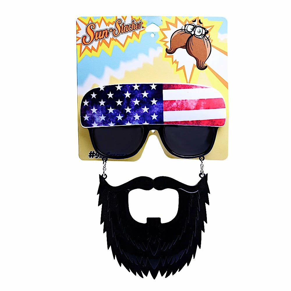 Sunstaches American Trucker Sunglasses With Beard | Sun-Staches Adult