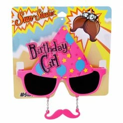 Sunstaches Adult Birthday Girl Sunglasses With Mustache | Sun-Staches