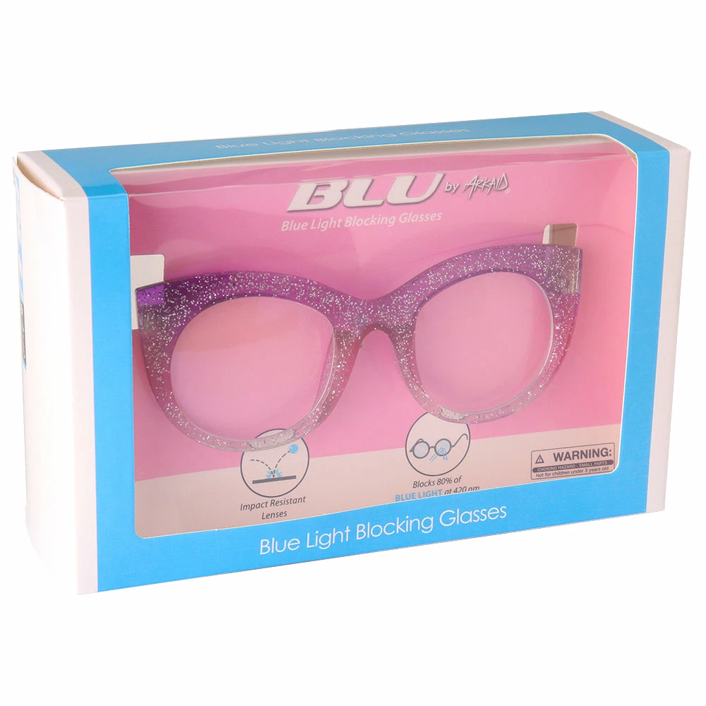 Sunstaches Best Selling Kids Purple Pink Gradient Cateye Blue Light Blocking Glasses