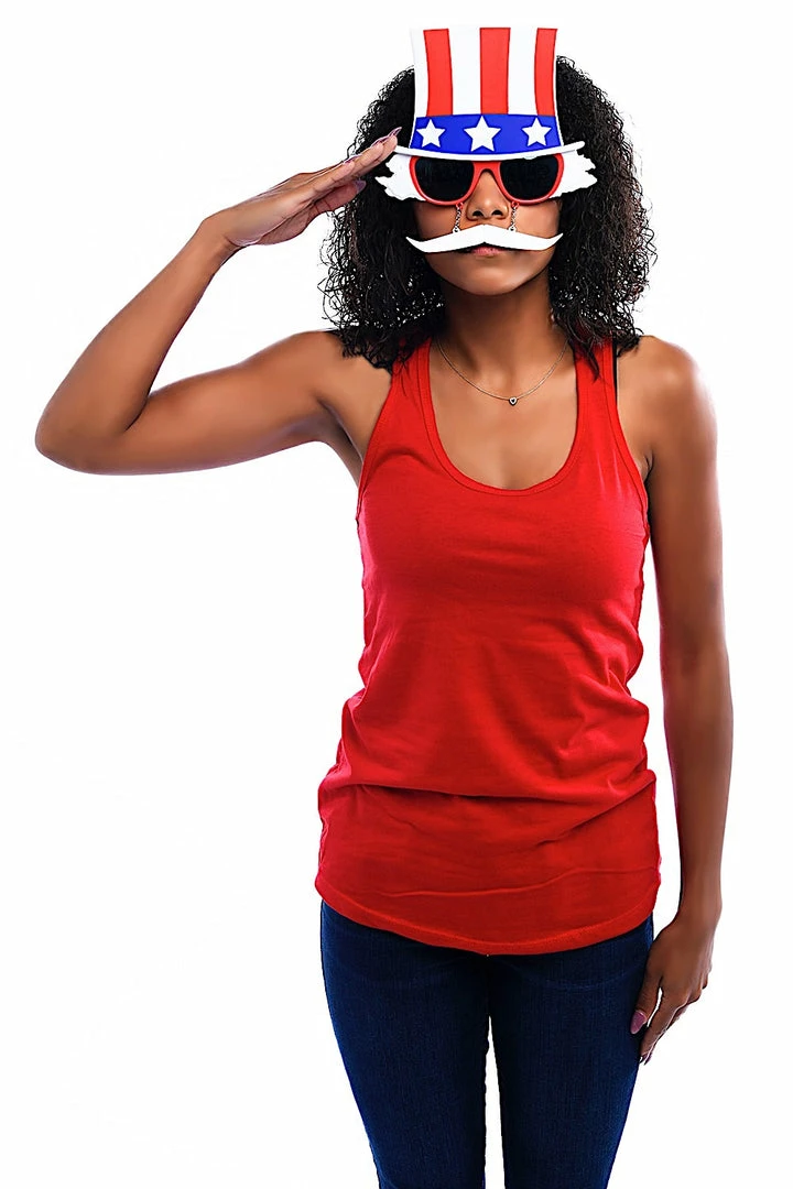 Sunstaches Uncle Sam Blue Lens Sunglasses With Beard | Sun-Staches Adult