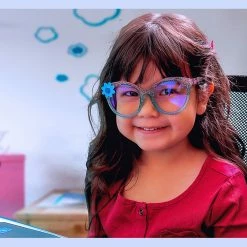 Sunstaches Best Selling Poppy Glitter W/ Flower Blue Light Blocking Glasses